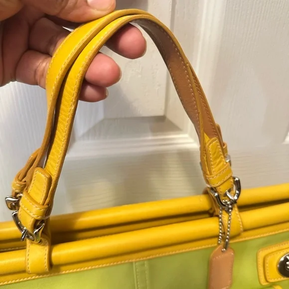 Coach Vintage Tote Bag, Yellow and Lime Green - Picture 13 of 15